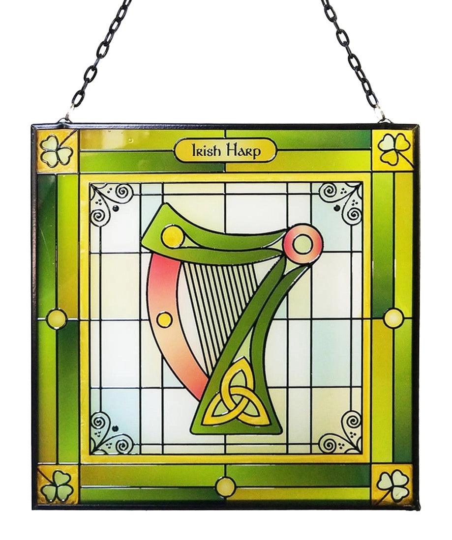 Irish Harp Stained Glass Panel