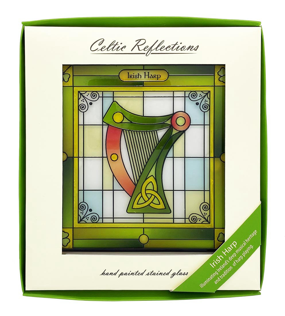 Irish Harp Stained Glass Panel