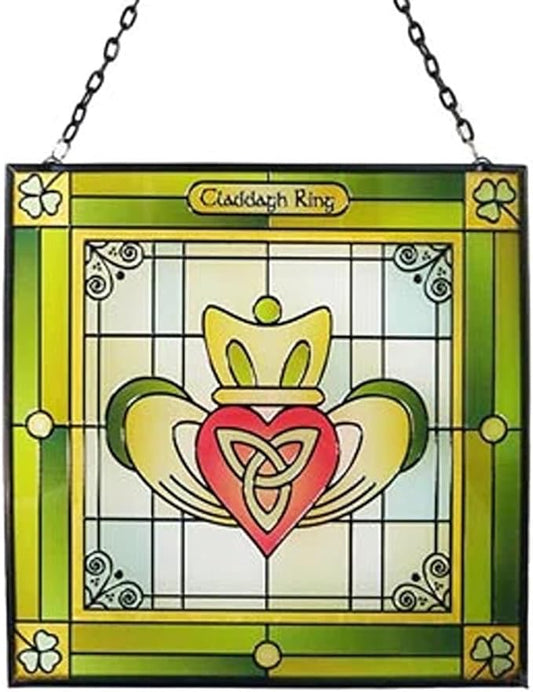 Claddagh Ring Stained Glass Panel